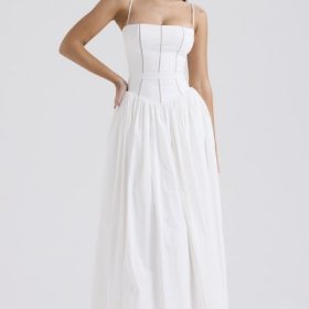 Ysabella White Cotton Maxi Sundress - Image 7