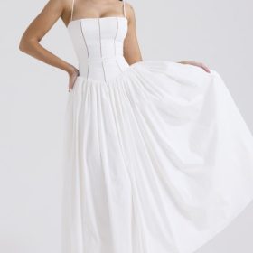 Ysabella White Cotton Maxi Sundress - Image 8