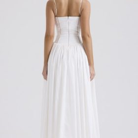 Ysabella White Cotton Maxi Sundress - Image 11