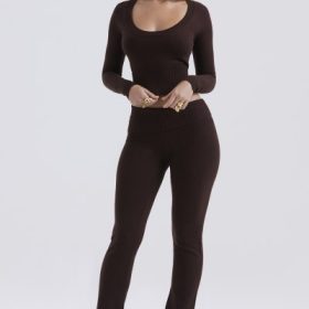 Ama Chocolate Cashmere Blend Trousers - Image 7