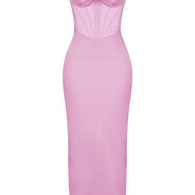 Charmaine Pink Corset Maxi Dress - Image 2