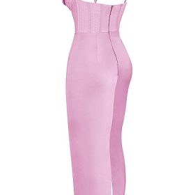 Charmaine Pink Corset Maxi Dress - Image 3