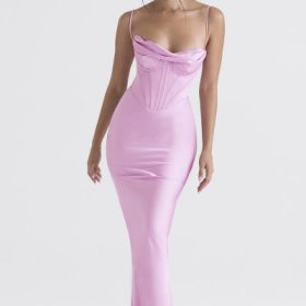 Charmaine Pink Corset Maxi Dress - Image 7