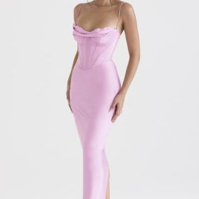 Charmaine Pink Corset Maxi Dress - Image 10
