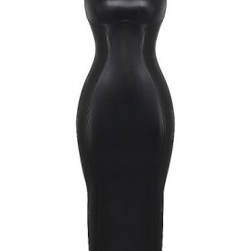 Sahara Black Vegan Leather Maxi Dress - Image 2