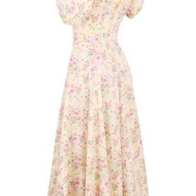 Tallulah Lemon Floral Puff Sleeve Midi Sundress - Image 2