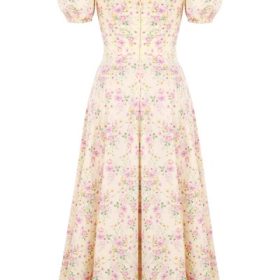 Tallulah Lemon Floral Puff Sleeve Midi Sundress - Image 3