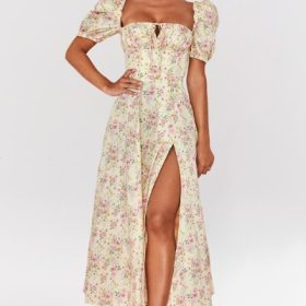 Tallulah Lemon Floral Puff Sleeve Midi Sundress - Image 5