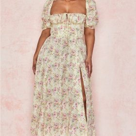 Tallulah Lemon Floral Puff Sleeve Midi Sundress - Image 7