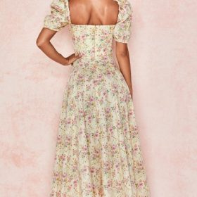 Tallulah Lemon Floral Puff Sleeve Midi Sundress - Image 12