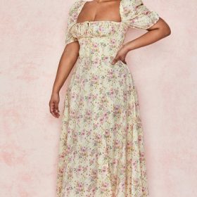 Tallulah Lemon Floral Puff Sleeve Midi Sundress - Image 13