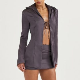 Catalina Shadow Satin A-Line Mini Skirt - Image 5