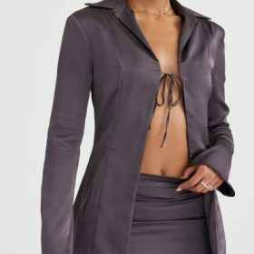 Catalina Shadow Satin A-Line Mini Skirt - Image 11