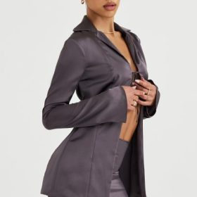 Catalina Shadow Satin A-Line Mini Skirt - Image 12