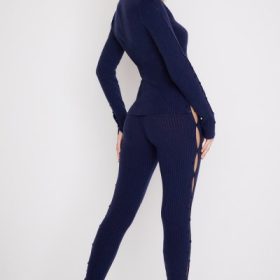 Belong Navy Ribbed Knit Trousers - Image 9