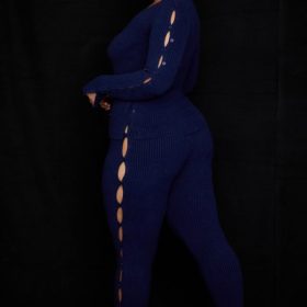 Belong Navy Ribbed Knit Trousers - Image 11