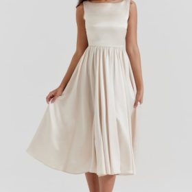 Shayla Vintage Cream Midi Dress - Image 7