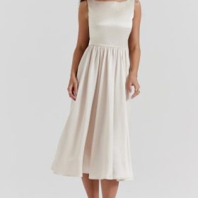 Shayla Vintage Cream Midi Dress - Image 8