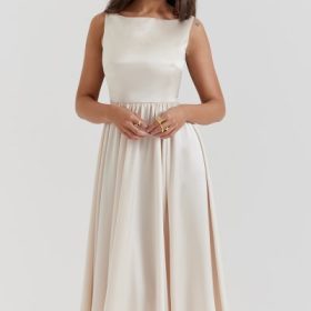 Shayla Vintage Cream Midi Dress - Image 9