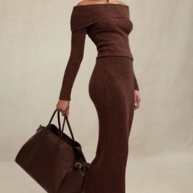 Sloane Chocolate Soft Cotton Boucle Maxi Skirt - Image 5