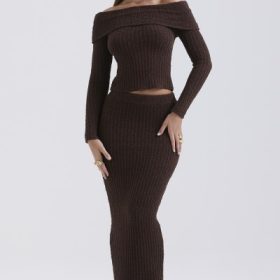 Sloane Chocolate Soft Cotton Boucle Maxi Skirt - Image 8