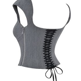 Rowena Grey Lace Back Corset - Image 3