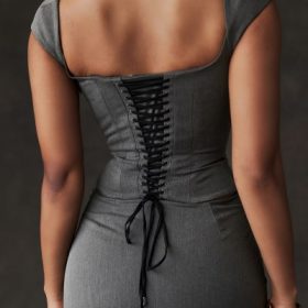 Rowena Grey Lace Back Corset - Image 10