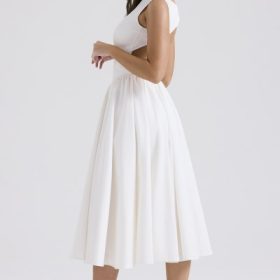 Cindy White Twill Midi Sundress - Image 10