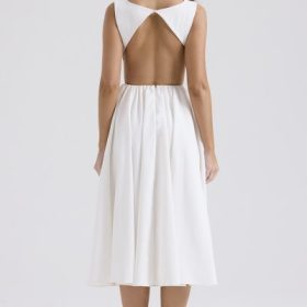 Cindy White Twill Midi Sundress - Image 11