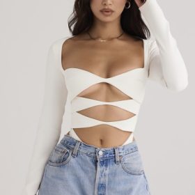 Danica White Cutout Bodysuit - Image 7
