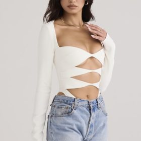 Danica White Cutout Bodysuit - Image 9
