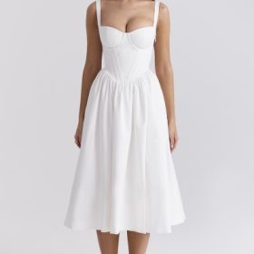 Kelly White Corset Midi Sundress - Image 6