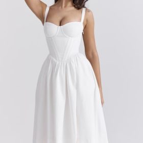 Kelly White Corset Midi Sundress - Image 8