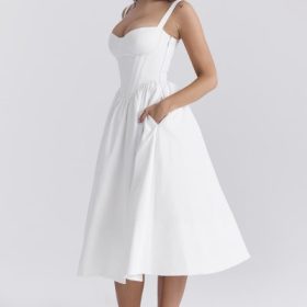 Kelly White Corset Midi Sundress - Image 9