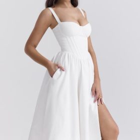 Kelly White Corset Midi Sundress - Image 10