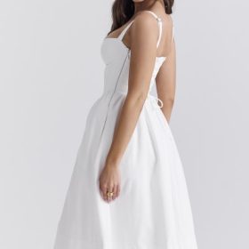 Kelly White Corset Midi Sundress - Image 11