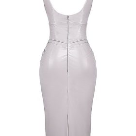 Madeleine Violet Ice Vinyl Midi Dress - Image 4
