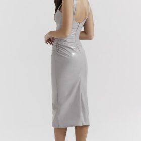 Madeleine Violet Ice Vinyl Midi Dress - Image 11