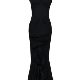 Gabbi Black Mesh Ruffled Front Gown - Image 2