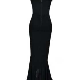 Gabbi Black Mesh Ruffled Front Gown - Image 4