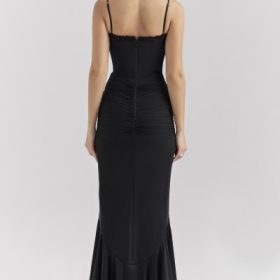 Gabbi Black Mesh Ruffled Front Gown - Image 11