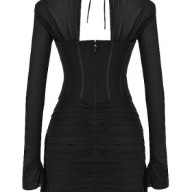 Gianna Black Real Silk Corset Mini Dress - Image 4