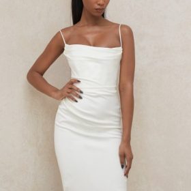Anja Ivory Satin Corset Dress - Image 8