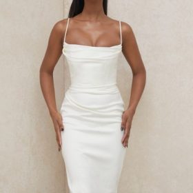Anja Ivory Satin Corset Dress - Image 9