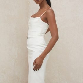 Anja Ivory Satin Corset Dress - Image 12