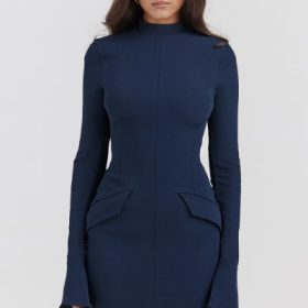 Mahalia Navy Mini Dress - Image 8