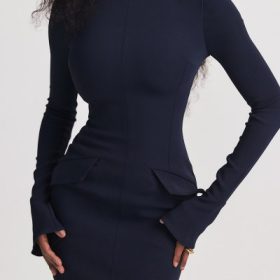 Mahalia Navy Mini Dress - Image 11