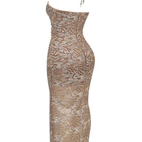 Giada Rose Gold Embroidered Sequinned Gown - Image 3