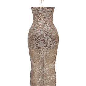 Giada Rose Gold Embroidered Sequinned Gown - Image 4
