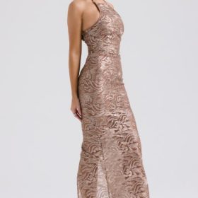 Giada Rose Gold Embroidered Sequinned Gown - Image 9